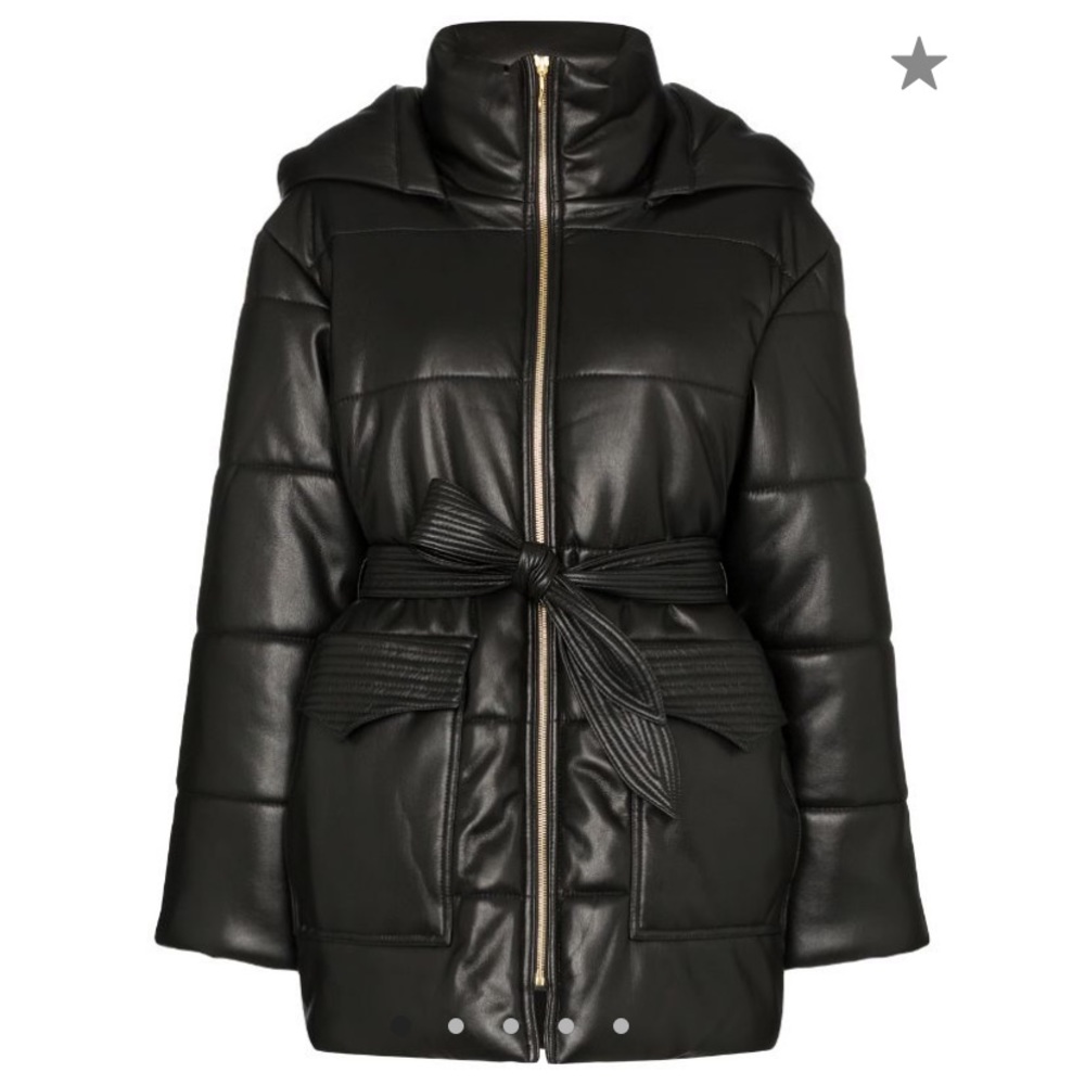 NWT Nanushka Lenox Vegan Leather Coat sz S Black